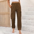 thumbnail image 2 of Timegard Lounge Pants for Women Elastic High Waist Solid Color Fall Winter Comfy Pants with Pockets, 2 of 7