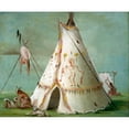 thumbnail image 2 of George Catlin 24x20 Gold Ornate Framed and Double Matted Museum Art Print Titled - Crow Lodge of Twenty-Five Buffalo Skins (1832-1833), 2 of 4