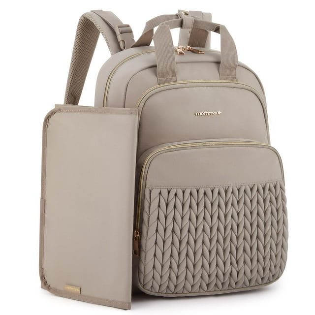 Mochila para pañales Mommore, grande, acolchada con cambiador