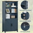 thumbnail image 3 of 2 Pack 70" Tall Bookcases with 3 Shelves & Barn Doors, Blue Farmhouse Wooden Bookshelf for Living Room, Office, Bedroom, Study, 3 of 7