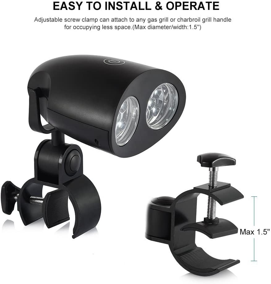 Lampe LED Barbecue Rotative 360° - 100 Lumens Ultra Puissante, Clip Sur Poignée, Étanche Et Robuste