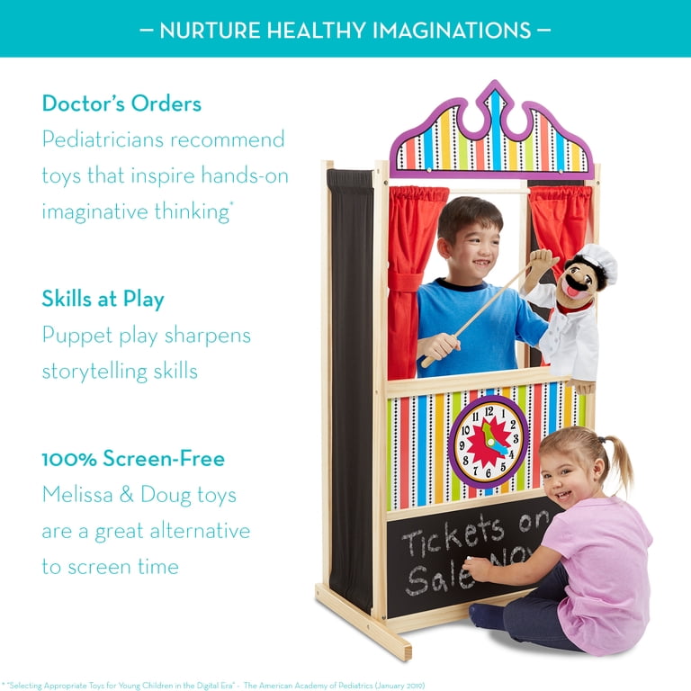Wooden Puppet Theater with Curtains and Chalkboard photo 8