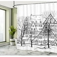 thumbnail image 5 of Ambesonne Autumn Shower Curtain, European Town Street, 69"Wx70"L, Black White, 5 of 5
