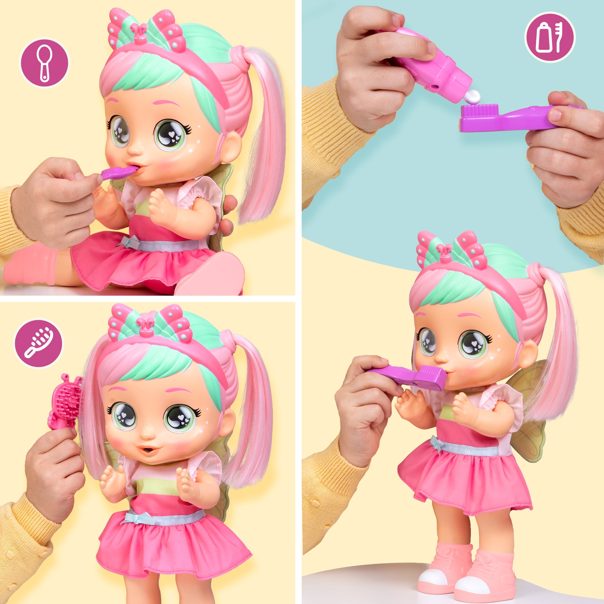 Cry Babies Bella's Morning Routine Interactive 13.6" Baby Doll with 25+ Baby Sounds and Interactive Accessories