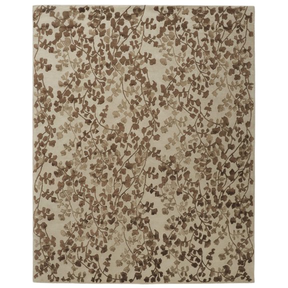 Feizy Bella Transitional Floral & Botanical, Ivory/Taupe/Brown, 2' x 3' Accent Rug Handmade Sheen Casual Design Carpet for Living Dining Bed Room