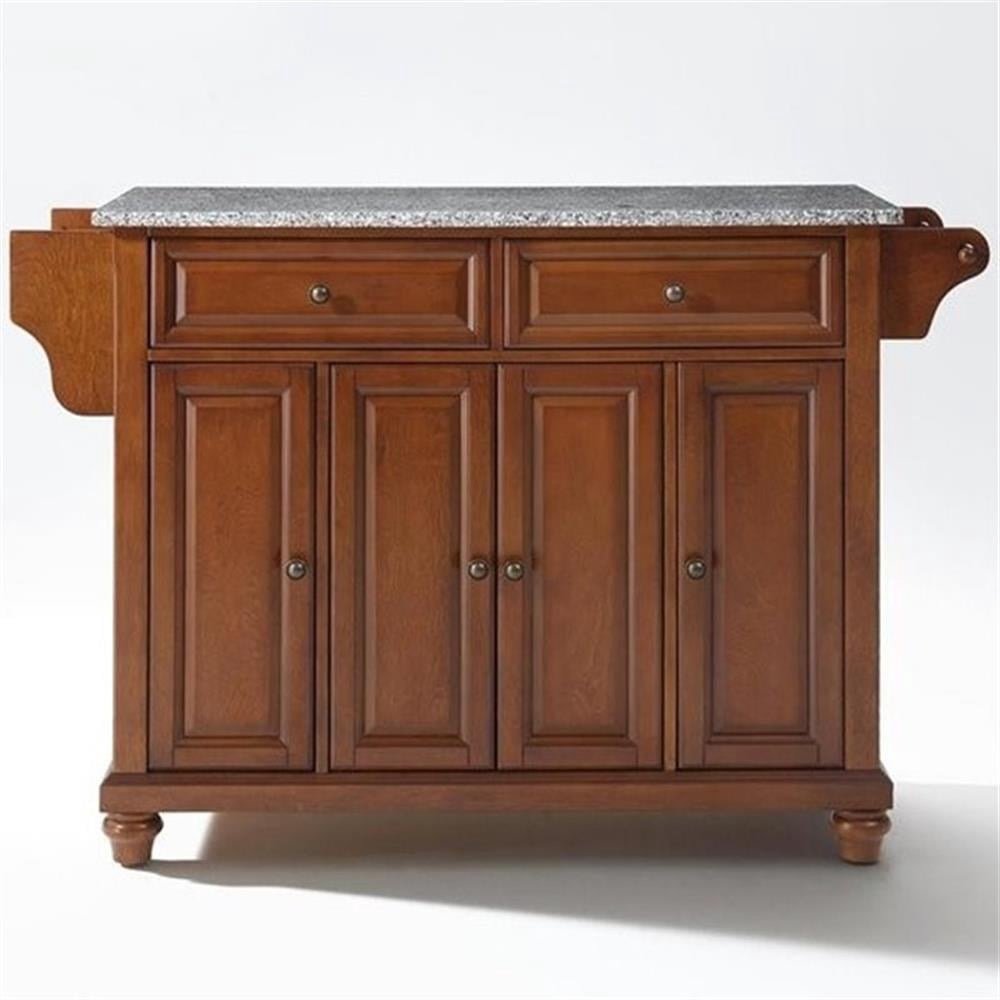 Crosley Furniture Cambridge Wood Kitchen Island in Cherry/Gray