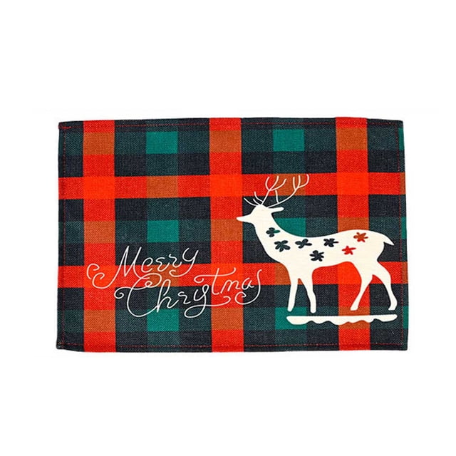 Inteprter Manteles individuales de Navidad para fiesta, banquete, comedor, posavasos, patrón impreso, cubierta de escritorio, adorno, decoración de Kits de decoración para fiestas Alce Inteprter HA068892-05