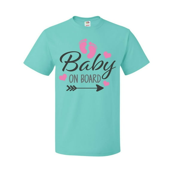 Inktastic Baby on Board with Arrow Pink Footprints and Hearts T-Shirt