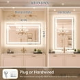 thumbnail image 4 of Keonjinn LED Bathroom Mirror with Frontlit and Backlit 40'' x 24'', Stepless 3 Colors Temperature & Dimmable LED Wall Mount Mirror, Modern Rectangle Anti-fog Frameless LED Mirror, 4 of 7