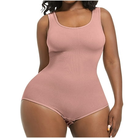 HaiMao Bodysuit Thong for Women Clearance Tummy Control Slimming Bodysuits Sleeveless Full Bodysuit Tops Hot Pink XL