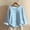 Blue, variant on Long Sleeve Shirts For Women Casual Button Long Sleeve Printed Top Bamboo Hemp Fabric V Neck Loose Green S-Xxl
