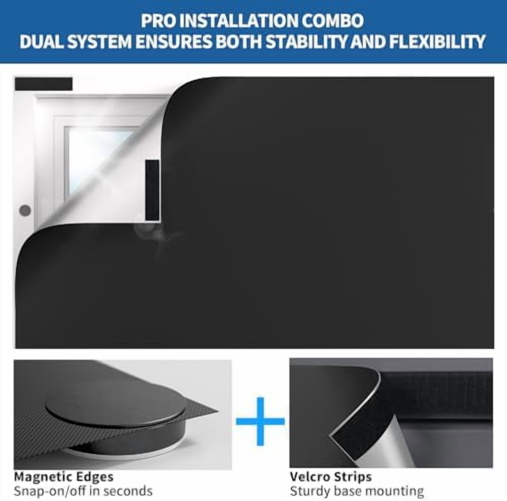 100% Blackout Window Cover, Portable Magnetic Black Out Curtains for Window, Black Out Shades No Drill Cuttable Blackout Blinds for Bedroom, RV, Nursery, Media Room, 39x57 inch, 2Pack