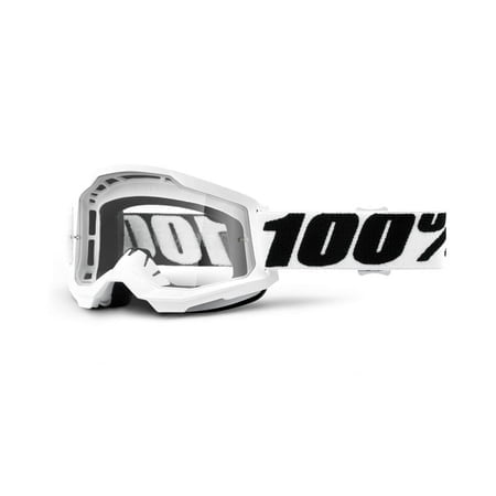 100% Strata 2 Motocross & Mountain Bike Goggles - MX and MTB Racing Protective Eyewear (Everest - Clear Lens)