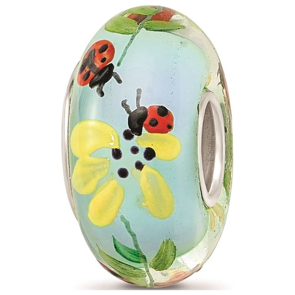Reflection Beads Sterling Silver Hand Painted Lady Bug Love Fenton Glass Charm