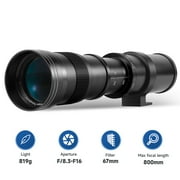 JINTU 420-1600mm f8.3 Manual Telephoto Zoom Lens for Canon EOS 70D, 80D, 90D, Rebel T3, T3i, T5, T5i, T6i, T6s, T7, T7I, T8I, SL3, EOS 5D, EOS5D IV, 6D II, 7D II SLR Cameras