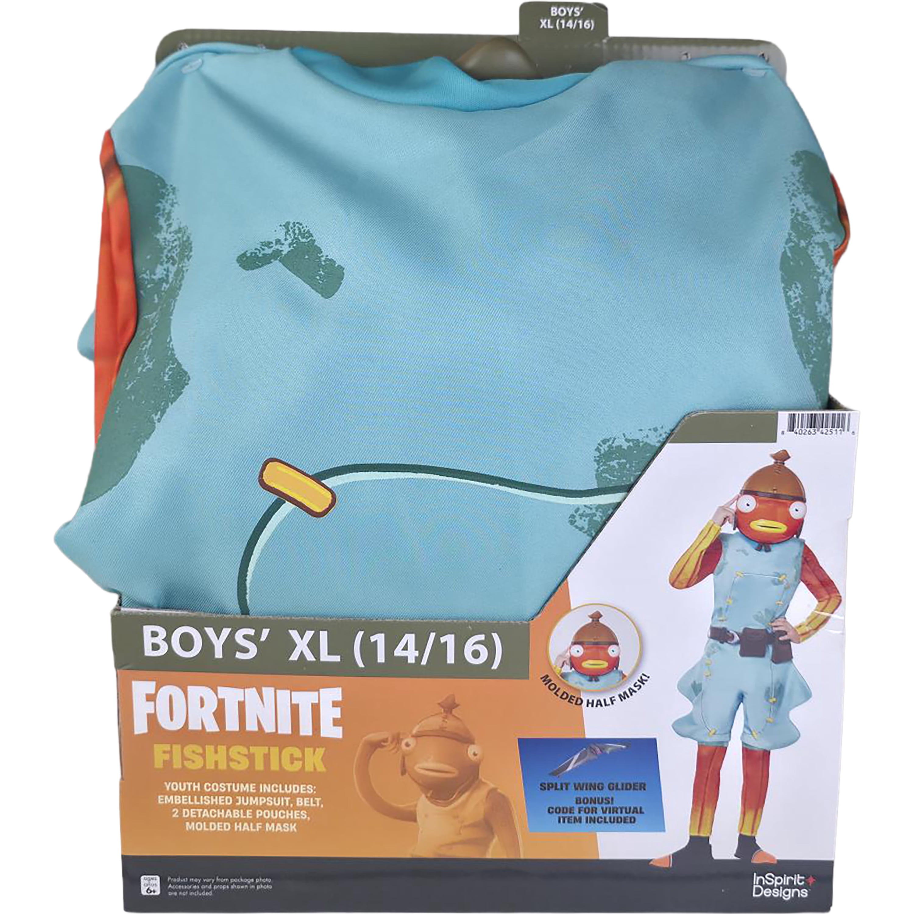 Fortnite Fishstick Halloween Costume for Children, 5-Piece, Boys' Size XL (14/16), by InSpirit Designs