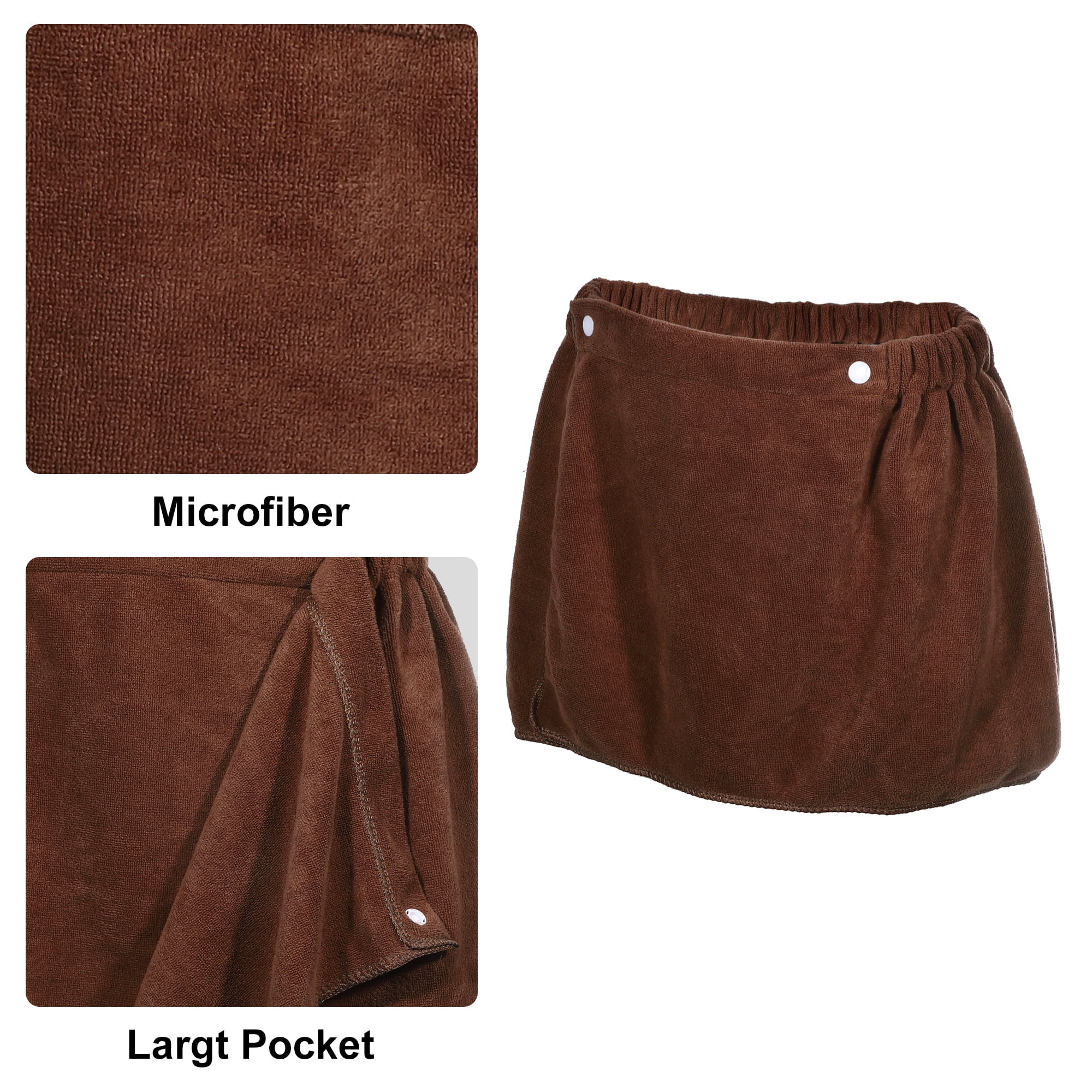 Unique Bargains 2 Pcs Men's Bath Wrap Towel Body Wrap for Shower Spa Adjustable Robes Brown 30x140cm