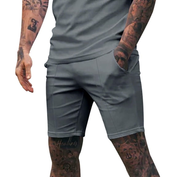 CQONEPT Men's Shorts Leisure Tighting Fiting Stretch Short Pants Lightweight Active Outdoor Beach Pants with Pocket Dark Gray 3XL