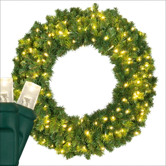 36" Red Sleigh Sequoia Fir Heavy Duty Artificial Christmas Wreath with Warm White LED Lights