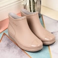 thumbnail image 6 of pwidon Waterproof Rain Boots Women Slip On Short Ankle Slip Resistant Flat Sole Embossed Detail Rubber Casual Wet Weather Women Rain Footwear Khaki 40, 6 of 6