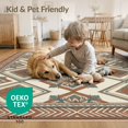 thumbnail image 4 of ODIKA 6'x9' Washable Area Rug Non-Slip, Chair-Friendly, Boho Hallway Traditional Border Featuring Symmetrical Flower for Dining Room, Under Table, Office Décor, 4 of 7