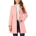 thumbnail image 5 of Unique Bargains Women's Notched Lapel Single Breasted Long Sleeve Winter Coats M Pink, 5 of 6