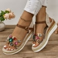 thumbnail image 6 of WIZUTIZ Wedge Sandals for Women Hiking Sandals Women Comfort Dressy Stretchy Shiny Jeweled Sandals Buckle Round Toe Summer Shoes Mid Heel (2"-3") Medium Solid Sandals for Lady Travel Savings Clear, 6 of 6