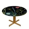 thumbnail image 3 of Nawypu Round Table Cover, Waterproof Reusable Table Cloth Round Fitted Vinyl Tablecloth with Elastic Edged for Parties Outdoors, Vintage Floral Herbs and Wild Flowers Botanical in Black Nights, 3 of 7