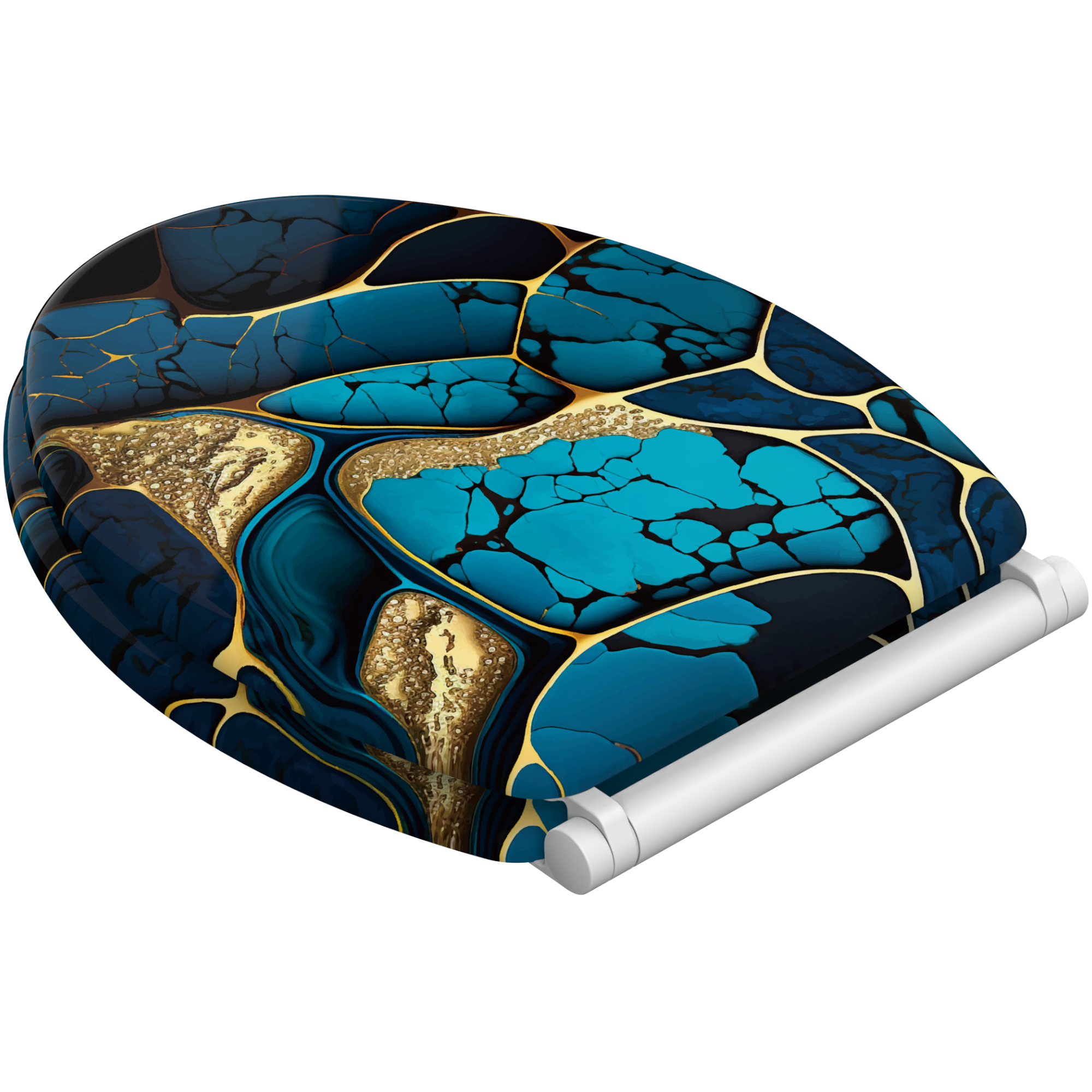 Sanilo Toilet Seat ELONGATED – Soft Close, One-Click Quick Release, Easy Installation, Non-Slip, Easy to Clean (Marble Cobalt)