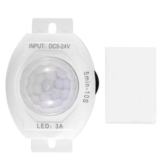PIR Infrared Motion Sensor Detector DC5-24V Auto on Off Timer Switch Home LED Light Body PIR Motion Sensor Lamp(White)