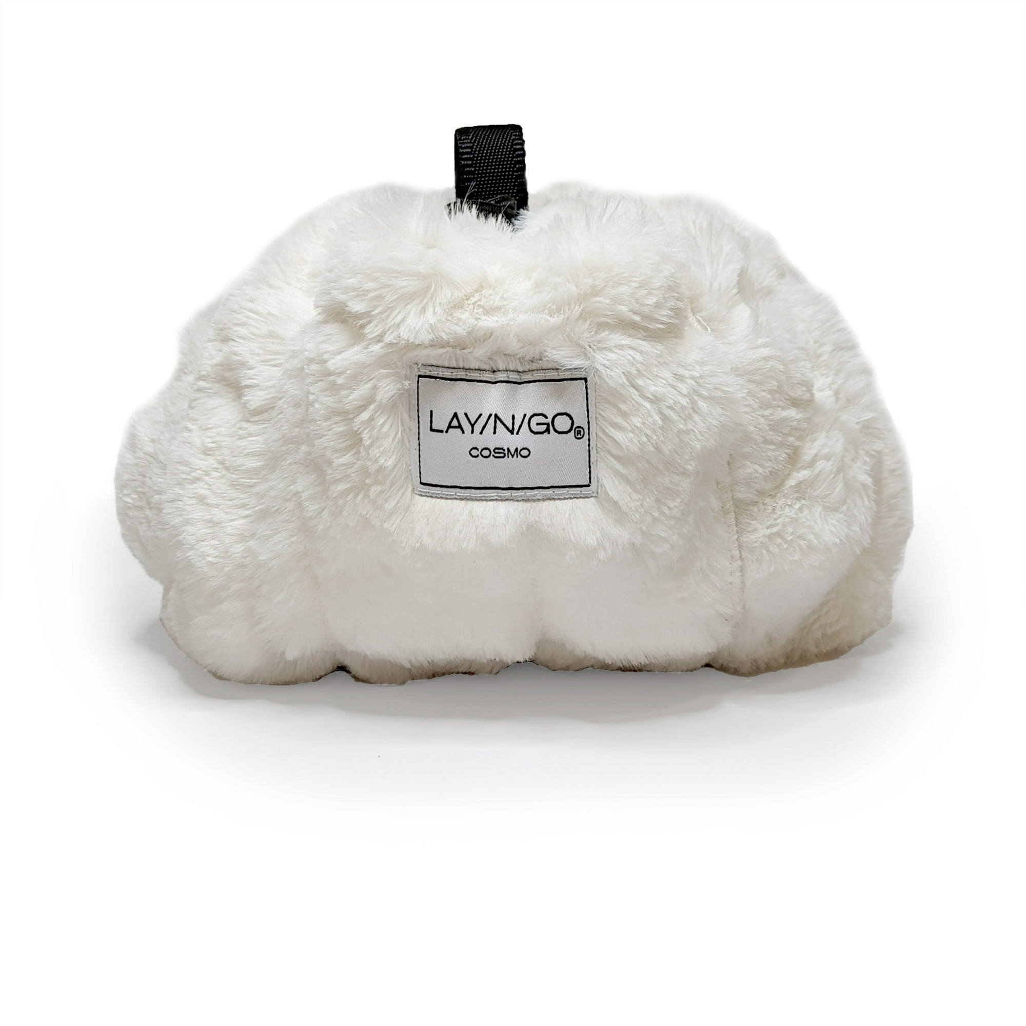 Lay-n-Go COSMO Comfort (20") White Fur Drawstring Cosmetic Makeup Bag, Toiletry Organizer, Summer Travel, Back to School, Bridesmaid's Gift