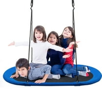 Topbuy 60" Flying Saucer Tree Swing Set Outdoor Oval Swing Adjustable Hanging Ropes for Kids Blue