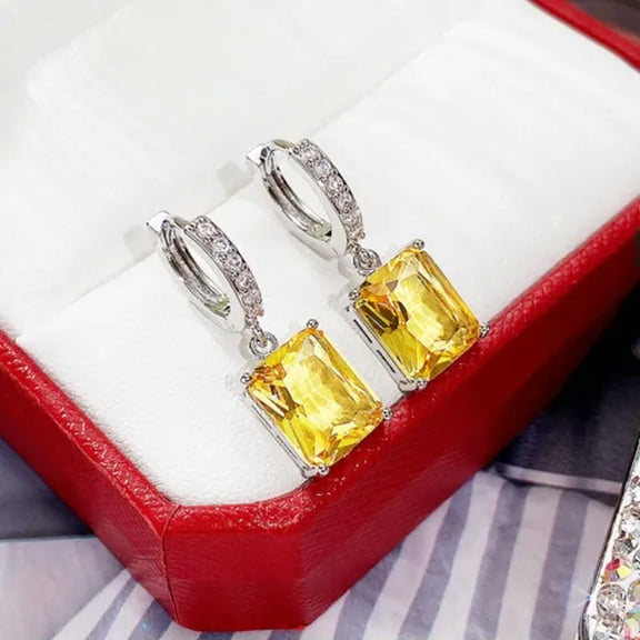 6 Color Sprkly Cubic Zircon Drop Earring Pretty Women 925 Silver Jewelry