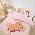 thumbnail image 3 of Erosebridal Cute Capybara Kids Twin Bedding, Cartoon Balloon Duvet Cover Set, Pink Reversible, 2 Pieces, No Comforter, 3 of 5