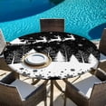 thumbnail image 6 of Black Christmas Round Tablecloth, Fitted Table Cover with Elastic for 36"-44" Round Tables, Xmas Elk Tree Snowflake Forest Table Cloth Outdoor Indoor Dinning Party Waterproof Tablecloths, 6 of 7