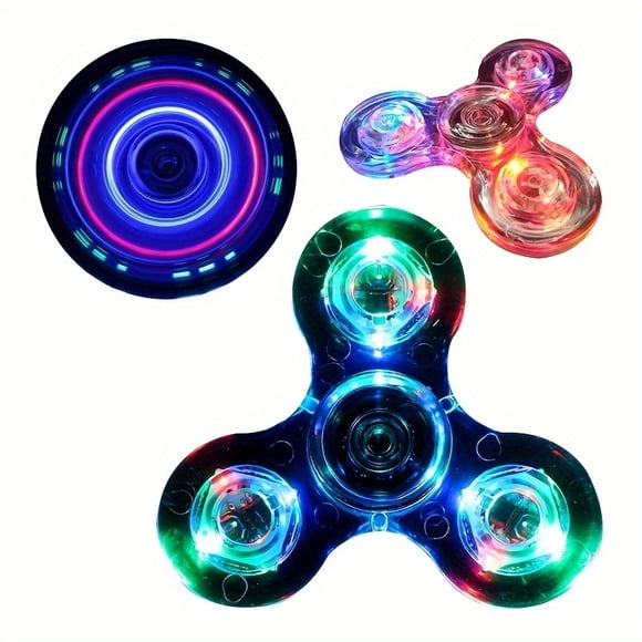Crystal Luminous LED Light Spinner Hand Top - Glow in Dark, Kinetic Gyroscope, EDC Toy, Perfect for Children, Halloween and Christmas Gifts