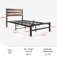 thumbnail image 7 of PAPROOS Twin Bed Frame with wood Headboard, Metal Platform Bed with Under Bed Storage, No Box Spring Needed, Noise Free, Black+Brown, 7 of 7