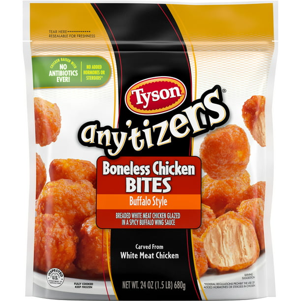 Tyson Any Tizers Buffalo Boneless Chicken Bites 24 Oz Frozen Walmart Com Walmart Com