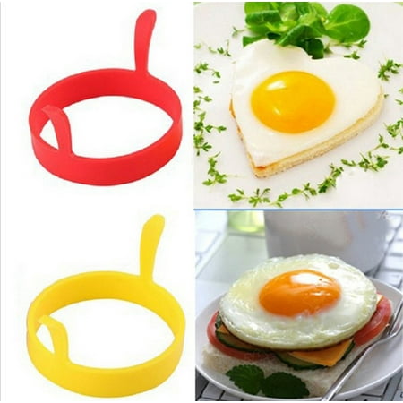 

LINMOUA 4Pcs Silicone Round Egg Rings Pancake Mold Ring W Handles Nonstick Fried Frying
