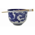 thumbnail image 5 of Blue White Oriental Dragon King Ceramic Donburi Ramen Bowl With Chopsticks Set, 5 of 9