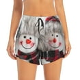 thumbnail image 2 of Vsdgher Christmas Snowman With Hat Print Women's Running Double Layer Shorts High Waisted with Pockets Elastic Yoga Workout Athletic Gym Sports, 2 of 8