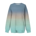 thumbnail image 4 of Women's Hoodies Winter Loose Fit Crew Neck Long Sleeve Rolled Drop Shoulder Graphic Leisure Cotton Sweatshirts Pullover(Mint Green,M), 4 of 5