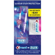 Oral-B and Crest 3D White Value Pack with Anticavity Toothpaste and Toothbrushes