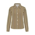 thumbnail image 5 of ShomPort Womens Button Down Shirts Striped Classic Long Sleeve Collared Office Work Blouses Tops (Khaki 11), 5 of 5