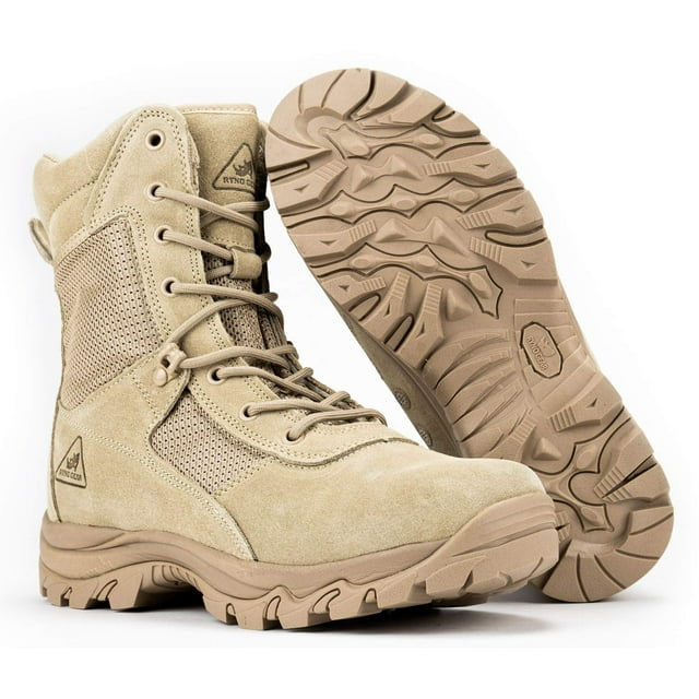 Ryno Gear Tactical Combat Boots with CoolMax Lining (Beige) (8, 9)