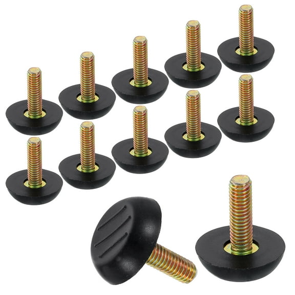 12Pack M6 Thread Furniture Feet Levelers, 23x19 Adjustable Leveling Screw, Black
