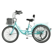 MOONCOOL Adult Tricycles, 3 Wheel 7 Speed Trikes, 20/24/26 inch Adult Trikes 3 Wheeled Bike with Basket for Seniors, Women, Men