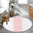 thumbnail image 4 of Pink Round Living Room Rugs 3.3 ft, Stripe Washable Area Rug with Non-Slip Sturdy Edge Binding Round Front Door Mat Floor Carpet for Entryway, 4 of 9