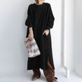 thumbnail image 4 of Gibobby Vestido de manga larga para mujer Vestido largo a la moda para mujer, vestido de sudadera con empalme con capucha(Negro,G), 4 of 5