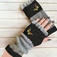 thumbnail image 1 of Embroidery Splicing Knitted Gloves Warm Gloves Fashion Leaky Finger Casual Women's Glove, 1 of 2